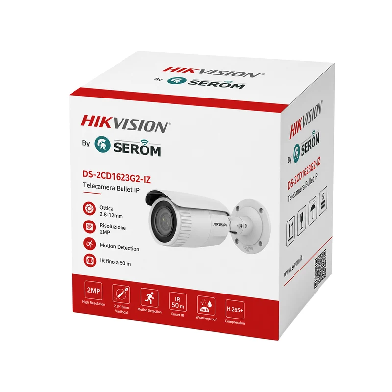 DS-2CD1623G2-IZ Telecamera IP Bullet 2MP PoE Varifocale 2.8-12mm H.265+ Smart IR 50m IP67 - Hikvision