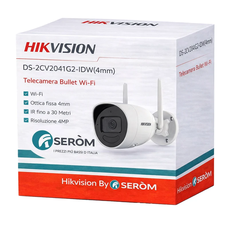 DS-2CV2041G2-IDW Telecamera Bullet WiFi 4MP 4mm IR 30m H.265+ WDR Slot MicroSD 512GB per Videosorveglianza Esterna - Hikvision