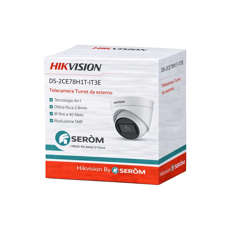 Hikvision Digital Technology DS-2CE78H1T-IT3E(2.8MM) telecamera di sorveglianza Torretta Telecamera di sicurezza CCTV Esterno 2560 x 1944 Pixel Soffitto/muro
