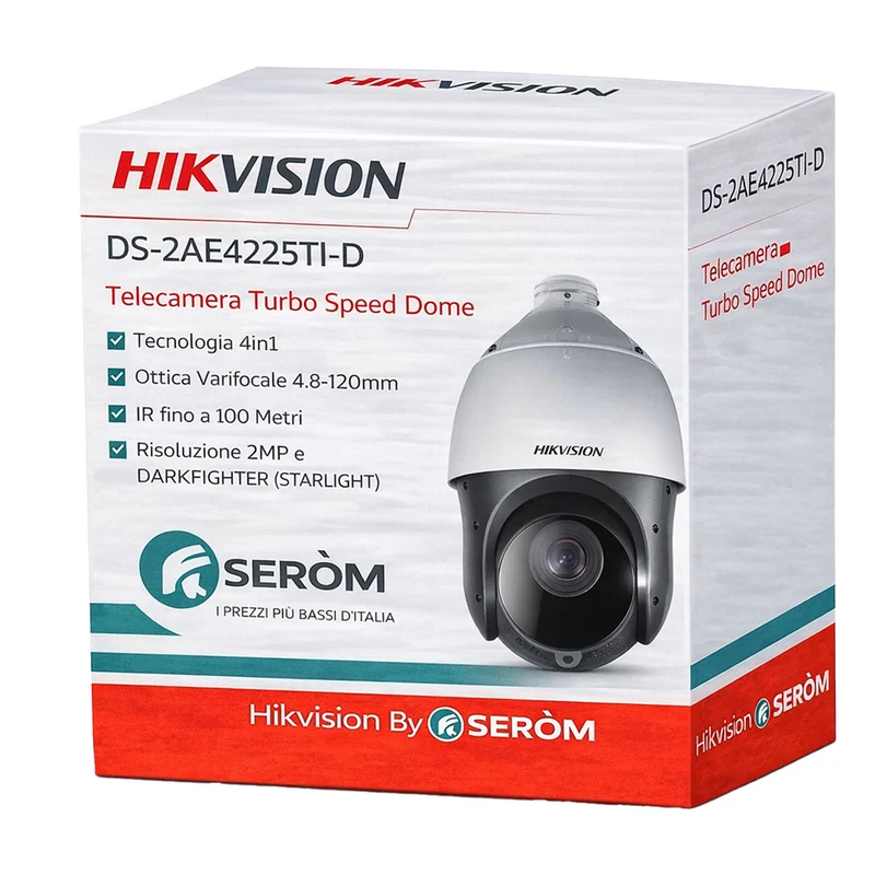 DS-2AE4225TI-D Speed Dome 2MP 4in1 25x Zoom Ottico IR 100m DarkFighter IP66 per Esterno - Hikvision