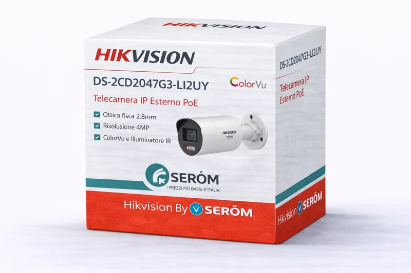 DS-2CD2047G3-LI2UY - 4MP ColorVu 3.0 Mini Bullet 2.8mm PoE AI Face IR 40m IP67 Audio Bidirezionale - Hikvision