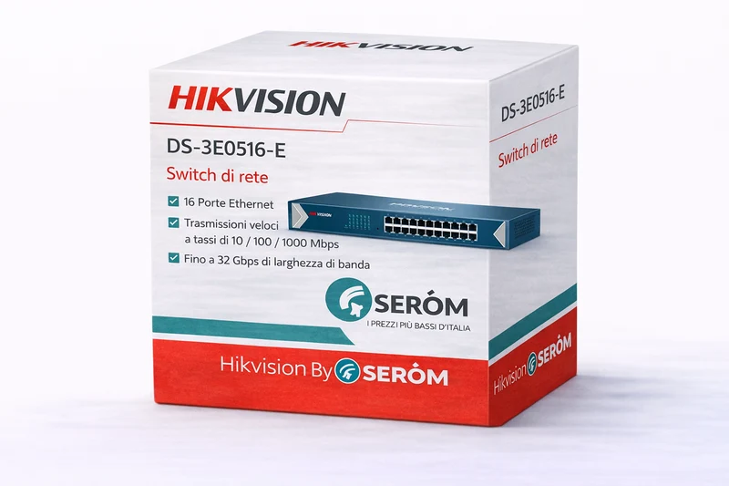 Hikvision Digital Technology DS-3E0516-E switch di rete Non gestito L2 Gigabit Ethernet (10-100-1000) 1U Nero, Blu