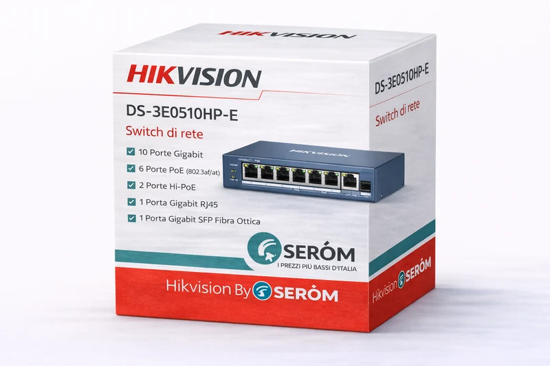 Hikvision Digital Technology DS-3E0510HP-E switch di rete Non gestito Gigabit Ethernet (10-100-1000) Supporto Power over Ethernet (PoE) Blu