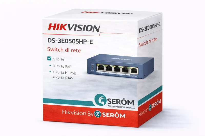 Hikvision Digital Technology DS-3E0505HP-E switch di rete Non gestito Gigabit Ethernet (10-100-1000) Supporto Power over Ethernet (PoE) Blu