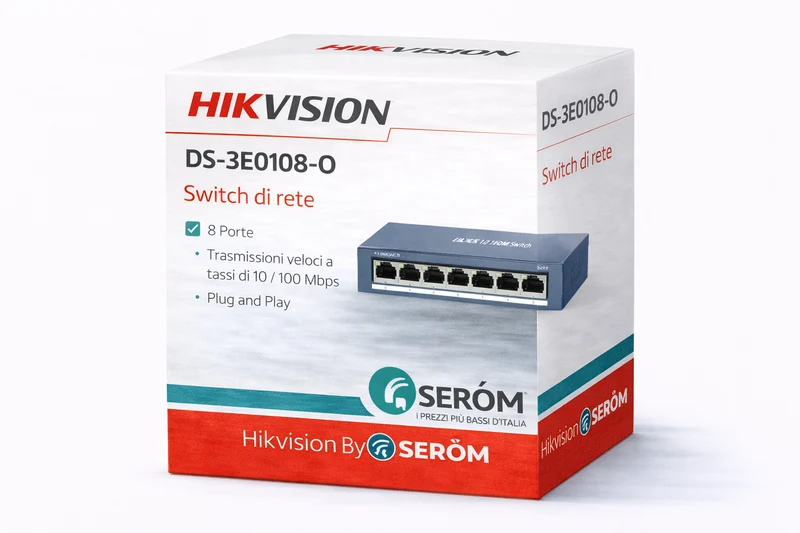 DS-3E0108-O - Switch di rete IP POE 10/100Mbps RJ45 con 8 porte Plug'n'Play - Hikvision