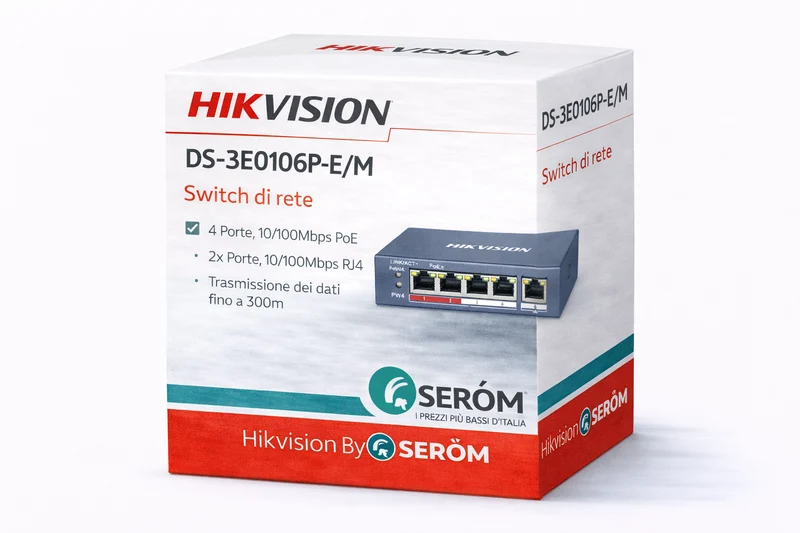 Hikvision Digital Technology DS-3E0106P-E/M switch di rete Non gestito Fast Ethernet (10/100) Supporto Power over Ethernet (PoE) Blu