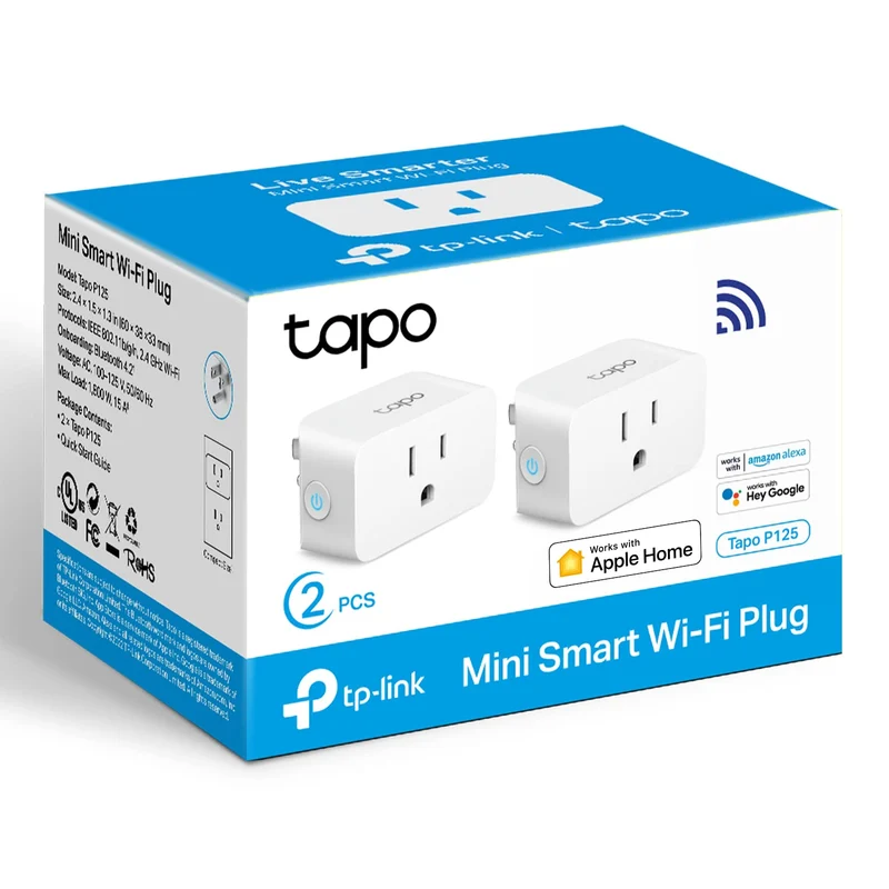 Apple Home Smart Plug Mini 15A, Tapo P125(2-Pack)