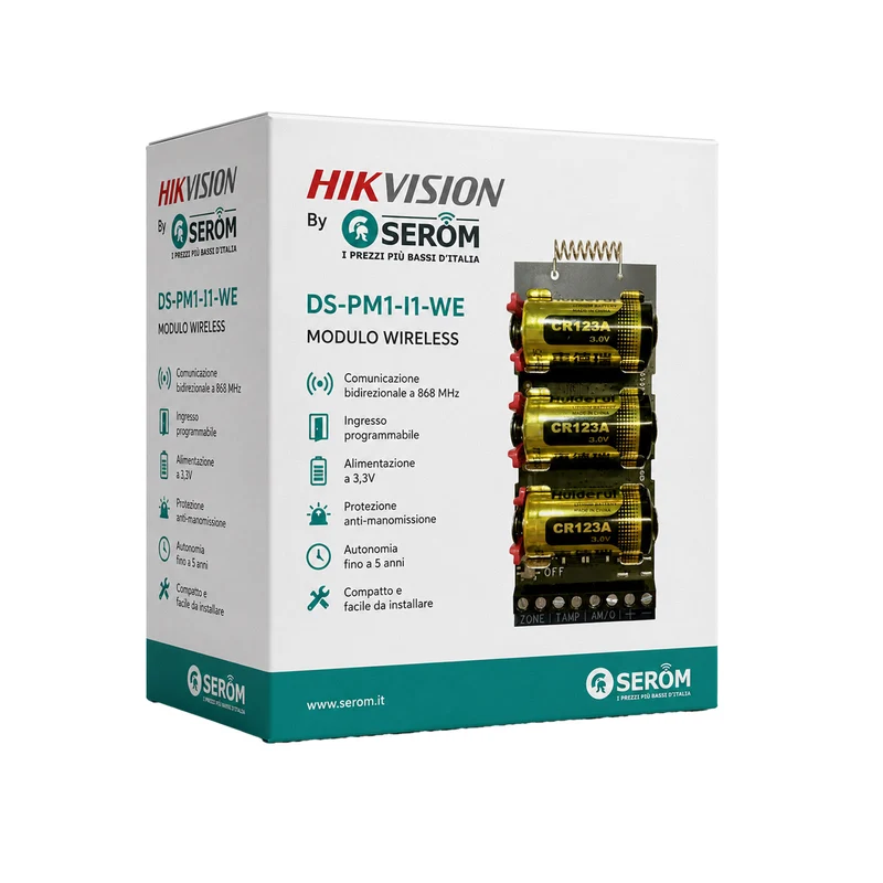 DS-PM1-I1-WE Modulo Wireless 868 MHz per Dispositivi Cablati con Ingresso Programmabile e Tamper - Hikvision