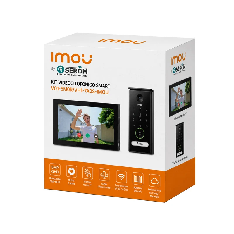 Kit Videocitofono IMOU VO1-5MOR VH1-7AOS 5MP QHD con Monitor Touch 7", AI, WiFi Dual Band e Apertura Smart