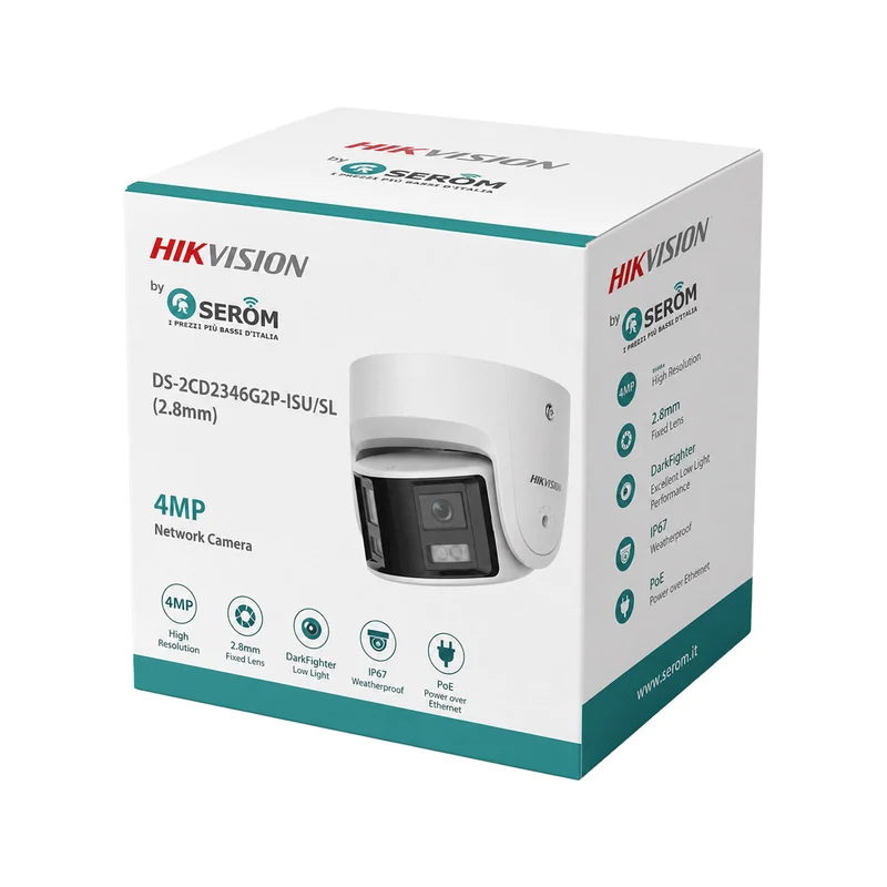DS-2CD2346G2P-ISU/SL 4MP Telecamera IP Panoramica 180° AcuSense Live Guard IR 30m IP67 PoE AI - Hikvision