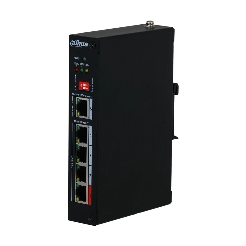 PFT1500 PoE Extender Gigabit 5 Porte Hi-PoE 90W Estensione 350m PoE Watchdog per Videosorveglianza - Dahua