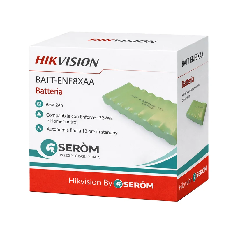BATT-ENF8XAA Batteria 9.6V 2Ah per Enforcer-32-WE HomeControl Autonomia 12h Grado 2 Backup Allarme - Hikvision