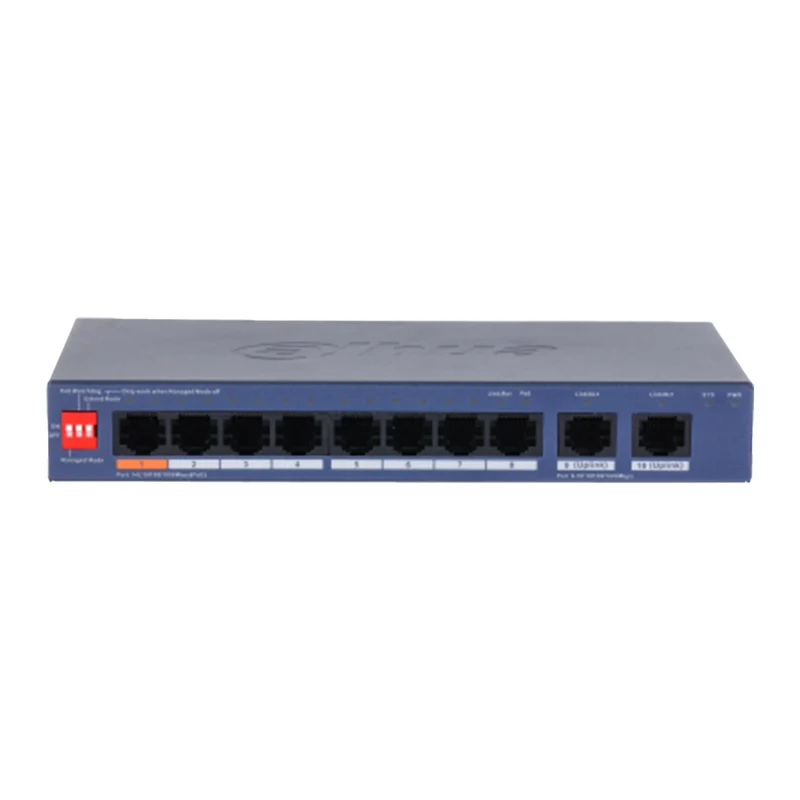 CS4010-8GT-60-V2 Switch PoE Cloud 10 Porte Gigabit 8 PoE Hi-PoE 60W 250m VLAN Watchdog 6kV Professionale - Dahua