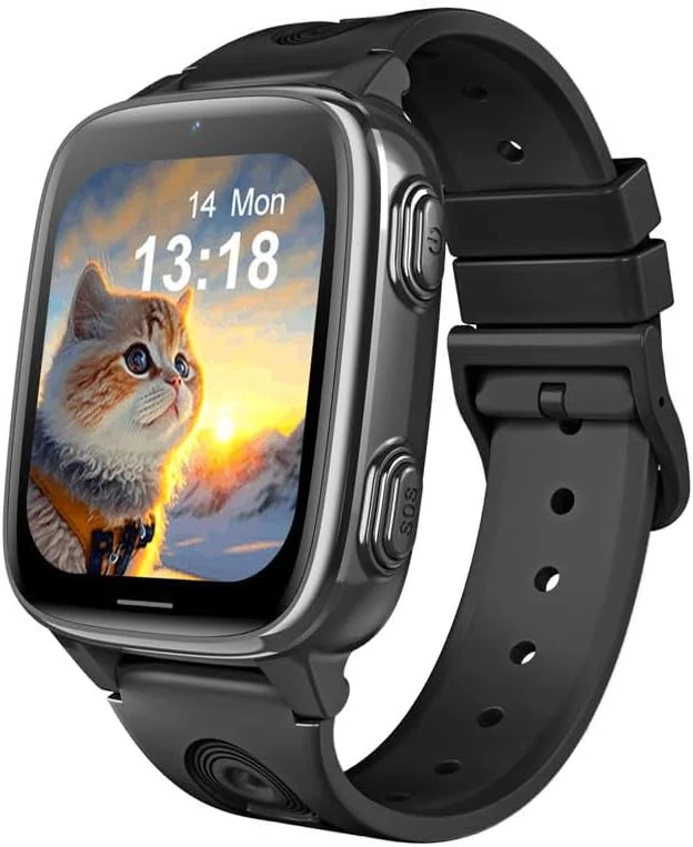 (D51 NERO)Orologio per Bambini con Pulsante SOS, Videochiamata HD, Modalità Scuola, Posizionamento LBS+WIFI, Schermo da 1,83 pollici, Smartwatch 4G (D51 nero)