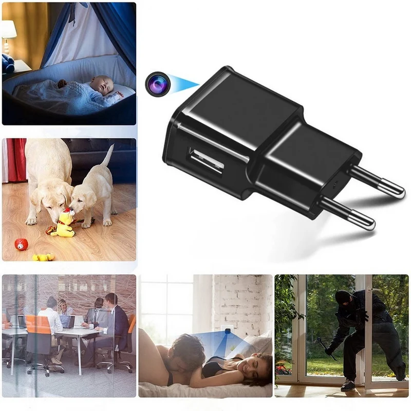 (S6)Caricatore USB con Telecamera Wi-Fi 4K/1080P - Telecamera con Visione Notturna, Microfono, Controllo App e Notifiche Movimento - Sorveglianza per Casa e Ufficio