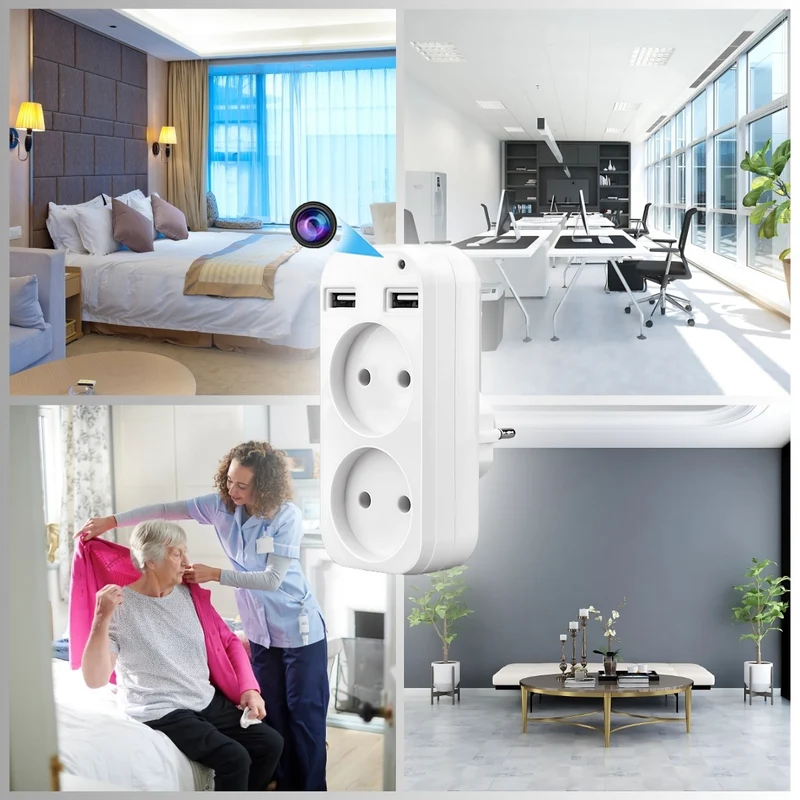 (S3)Multipresa con Telecamera WiFi 4K/1080P - Ciabatta Telecamera con Rilevazione Movimento, Controllo App LookCam, 24/7 - Sorveglianza Discreta per Ufficio e Casa