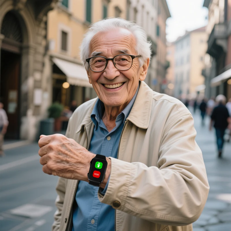 (SOS Pulse)SOS Anziani Localizzatore GPS sensore da polso Anticaduta Impermeabile IP67 Chiamate Bidirezionali Geo-Recinzione Controllo battito cardiaco Inclusa App di Tracciamento in inglese (SOS Pulse)