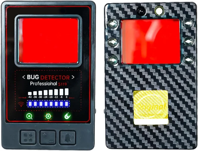 (S119 slim)Rilevatore Microspie 5 in 1 Portatile rileva Telecamere wifi Microfoni Wireless GPS Tracker con 8 Livelli Sensibilità, AI Avanzata & 25h Autonomia (S119 slim)