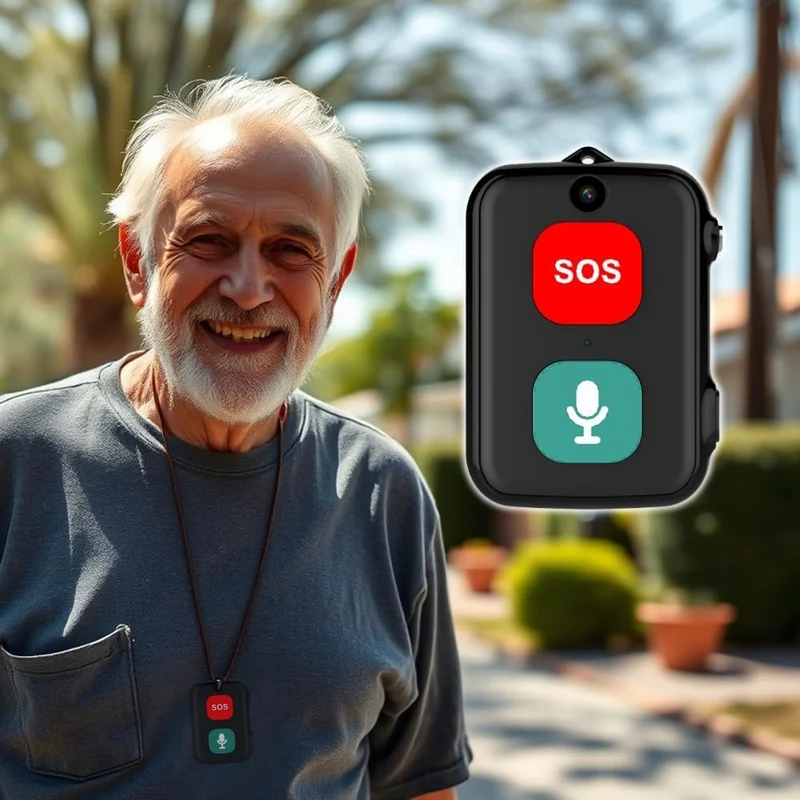 (SOS Cam)SOS Anziani Localizzatore GPS con telecamera sensore Anticaduta Impermeabile IP67 Chiamate Bidirezionali Geo-Recinzione Promemoria Farmaci Inclusa App di Tracciamento (SOS Cam)