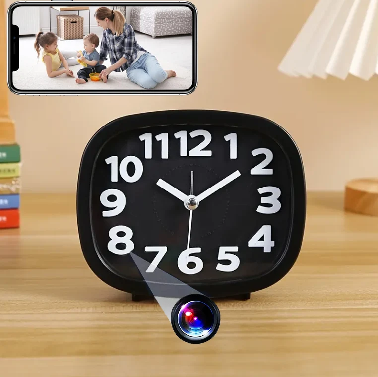 (C6)sveglia con telecamera spia 1080P WiFi, Rilevamento Movimento, Visione Notturna, Microfono, visione da cellulare ios/android APP TUYA Monitoraggio Casa/Ufficio (C6)