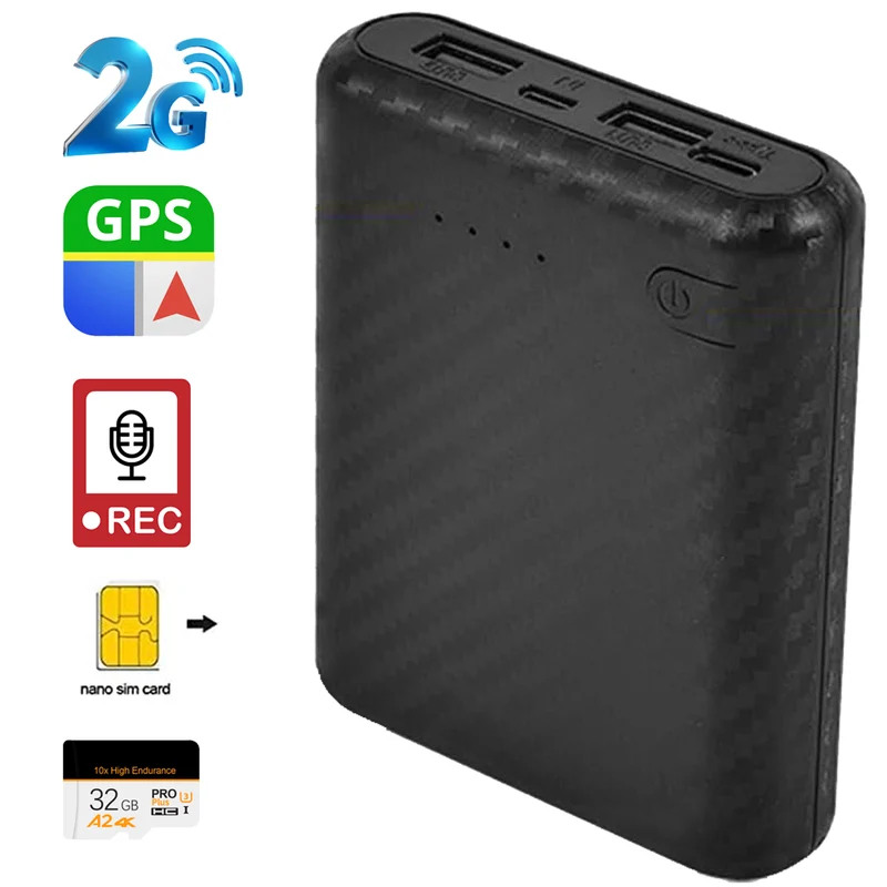 (King Spy Guard F5 power)Microspia Audio GSM con Registrazione Vocale e Localizzatore GPS - Ascolto in Tempo Reale, Chiamata Remota Voce - Antifurto power bank batteria 30 giorni (King Spy Guard F5 power)