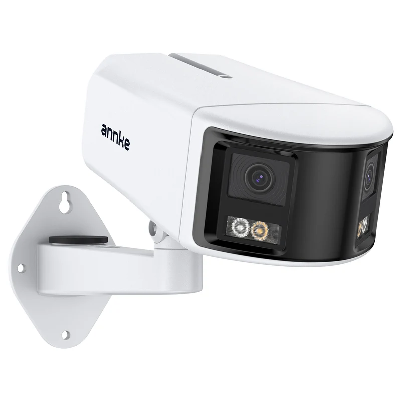 ANNKE FCD800 4K PoE Security Camera System, Dual Lens Outdoor IP Camera, 180 Degree Viewing Angle, Human Vehicle Detection, Color Night Vision, Two Way Talk, Up to 256GB microSD Card