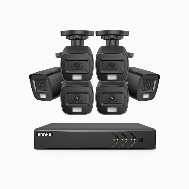 E200 - 3K Lite Wired Security Camera System Outdoor with AI Human/Vehicle Detection, 8CH H.265+ DVR and 6 x 1920 TVL 2MP IP67 Home CCTV Cameras with Smart Dual Light, Color Night Vision