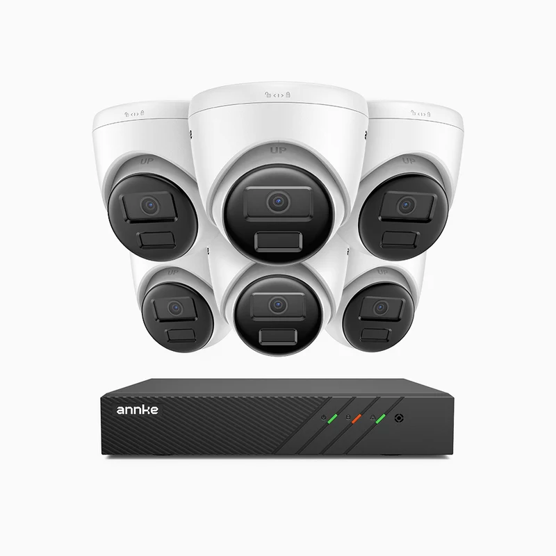 H300 - 2K 3MP 8 Channel 6 Cameras PoE Security System, EXIR 2.0 Night Vision, Motion Detection, H.265+, IP67 Waterproof