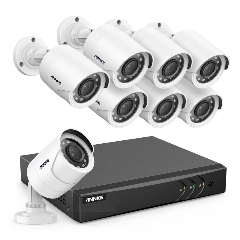 ANNKE 3K Lite Wired Security Camera System with AI Human/Vehicle Detection, H.265+ 8CH Surveillance DVR with 1TB Hard Drive and 8 x 1080p HD Outdoor CCTV Camera, 100 ft Night Vision, Remote Access