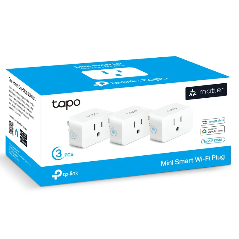 Matter-Certified Smart Plug Mini 15A, Tapo P125M (3-Pack)