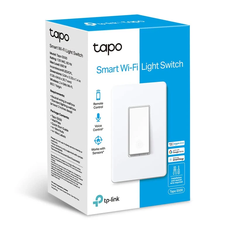 Single Pole Smart Light Switch White, Tapo S500