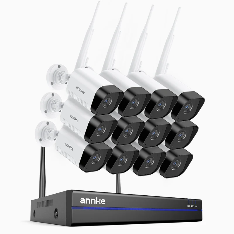 WS800 - 8MP Ultra HD 16 Channel 12 Cameras Wireless NVR Security System, 2.4/5.8G Dual-Band WiFi Pro, Human Motion Detection, Two-Way Audio, Night Vision, Works with Alexa