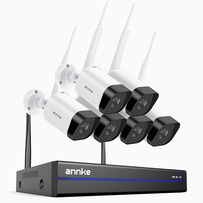 WS800 - 8MP Ultra HD 8 Channel 6 Cameras Wireless NVR Security System, 2.4/5.8G Dual-Band WiFi Pro, Human Motion Detection, Two-Way Audio, Night Vision, Works with Alexa