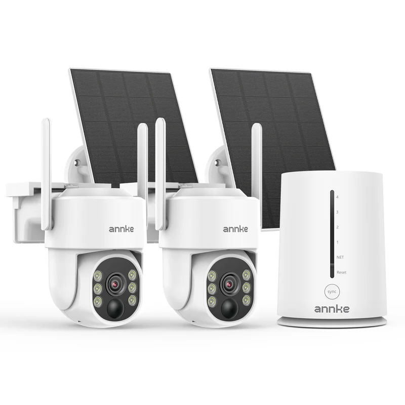 ANNKE 4MP 2K Wireless Home Camera System, 2-Cam Kit Security System, Solar Cameras Outdoor, PIR Human Detection, Instant Alerts, Compatible with Alexa, Color Night Vision, No Monthly Fee
