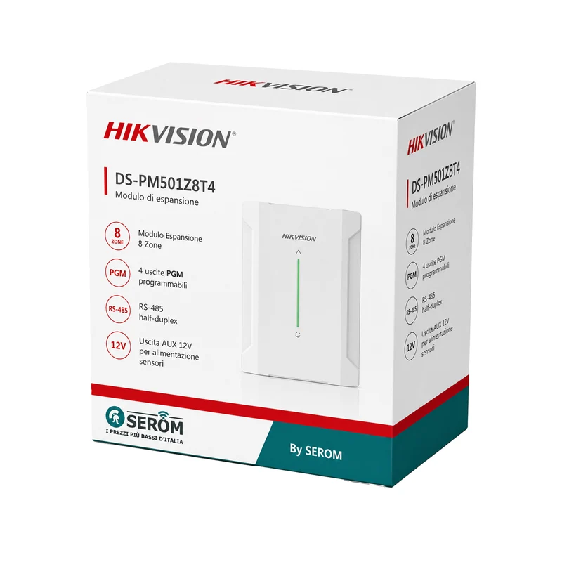 DS-PM501Z8T4 - Modulo Espansione8 Zone e 4 Uscite PGM per Sistemi Antintrusione Cablati - Hikvision