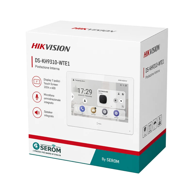 DS-KH9310-WTE1 - Postazione Interna IP Monitor Touch 7" Wi-Fi PoE per Videocitofono e Controllo Accessi - Hikvision