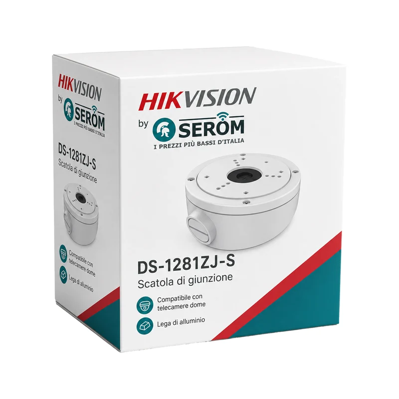 DS-1281ZJ-S - Scatola di Giunzione per Telecamere Dome, Supporto a Soffitto Professionale - Hikvision