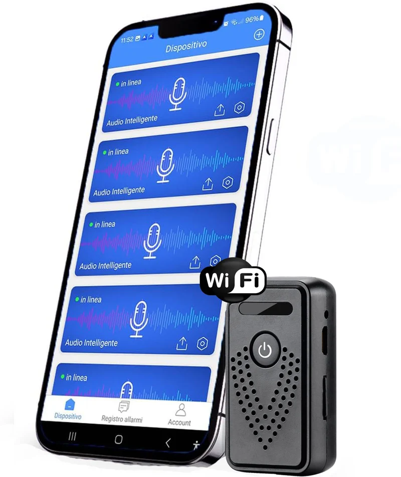 (King Spy Guard F1)Registratore Vocale Digitale Professionale con Controllo Remoto via Wi-Fi e Trasferimento File a Distanza su smartphone (King Spy Guard F1)