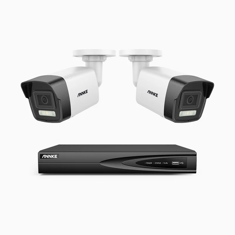H500P - 3K 4 Channel 2 Cameras PoE Security System, Color & IR Night Vision, 3072 X 1728 @ 20fps, Human & Vehicle Detection, Two-Way Audio, IP67