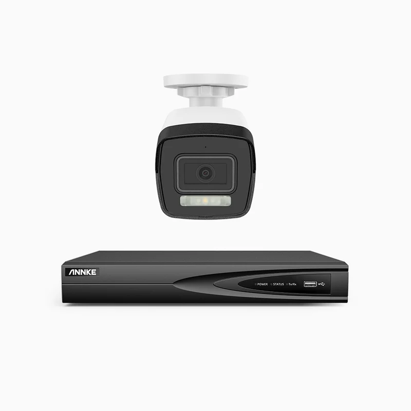 H500P - 3K 4 Channel 1 Camera PoE Security System, Color & IR Night Vision, 3072 X 1728 @ 20fps, Human & Vehicle Detection, Two-Way Audio, IP67