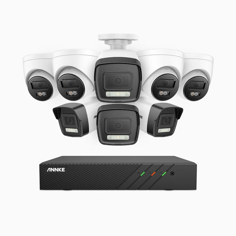 H500P - 3K 8 Channel PoE Security System with 4 Bullet & 4 Turret Cameras, Color & IR Night Vision, 3072 X 1728 @ 20fps, Human & Vehicle Detection, Two-Way Audio, IP67