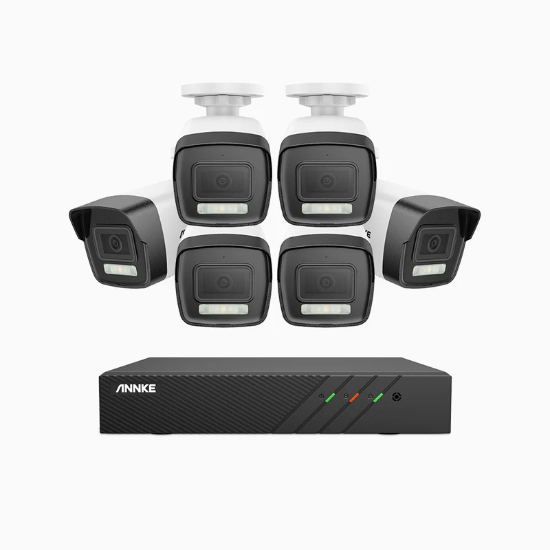 H500P - 3K 8 Channel 6 Cameras PoE Security System, Color & IR Night Vision, 3072 X 1728 @ 20fps, Human & Vehicle Detection, Two-Way Audio, IP67