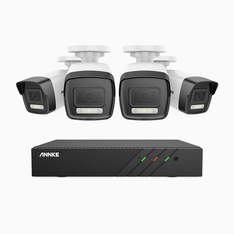 H500P - 3K 8 Channel 4 Cameras PoE Security System, Color & IR Night Vision, 3072 X 1728 @ 20fps, Human & Vehicle Detection, Two-Way Audio, IP67