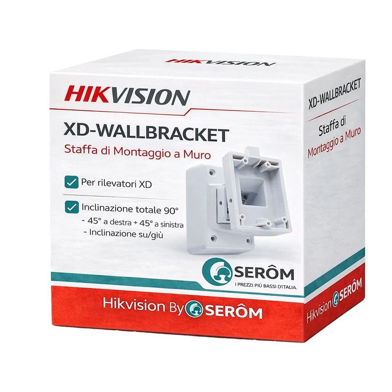 XD-WALLBRACKET Staffa Muro Snodo 90° per Rilevatori XD Cablati e Wireless Policarbonato - Hikvision