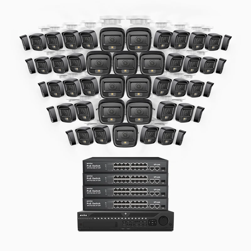 H500 - 3K Super HD 64 Channel 48 Cameras PoE Security System, Color & IR Night Vision, 3072 × 1728 @ 20fps, Smart Human & Vehicle Detection, Built-in Microphone, IP67