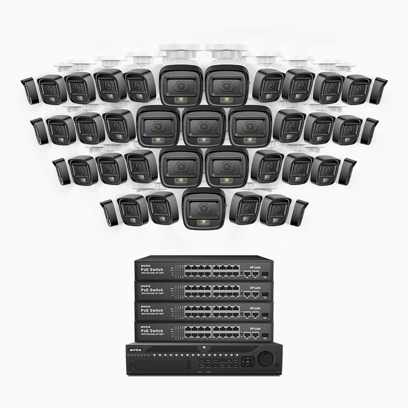 H500 - 3K Super HD 64 Channel 40 Cameras PoE Security System, Color & IR Night Vision, 3072 × 1728 @ 20fps, Smart Human & Vehicle Detection, Built-in Microphone, IP67