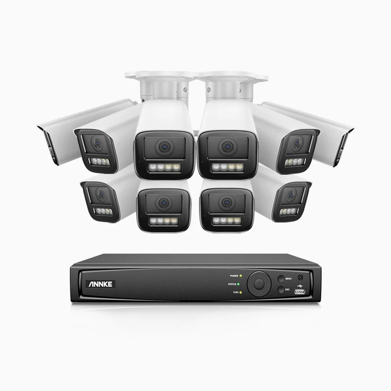 HZ804 - 4K 16 Channel 10 Cameras PoE Security System, 4X Optical Zoom, 2.8 - 12 MM Motorized Varifocal Lens, Smart Dual Light Night Vision, Motion Detection 2.0, Built-in Microphone, Siren & Strobe Alarm, Upgraded Version
