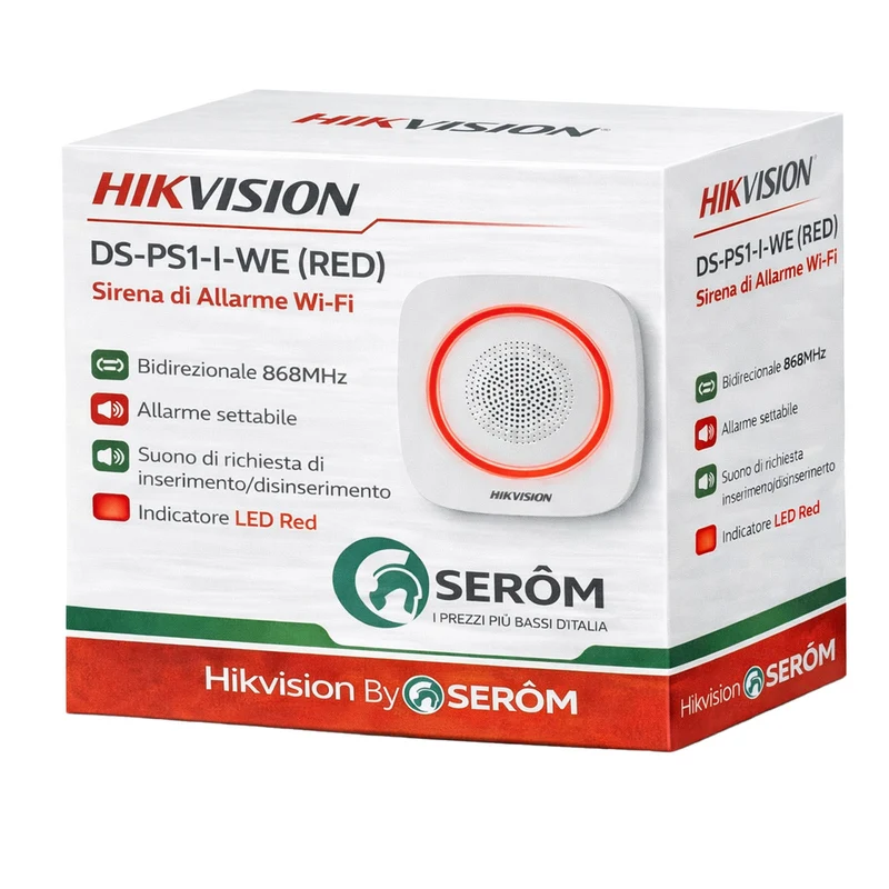 Hikvision Axiom Pro - Sirena Allarme WiFi 868 MHz-Led Rosso