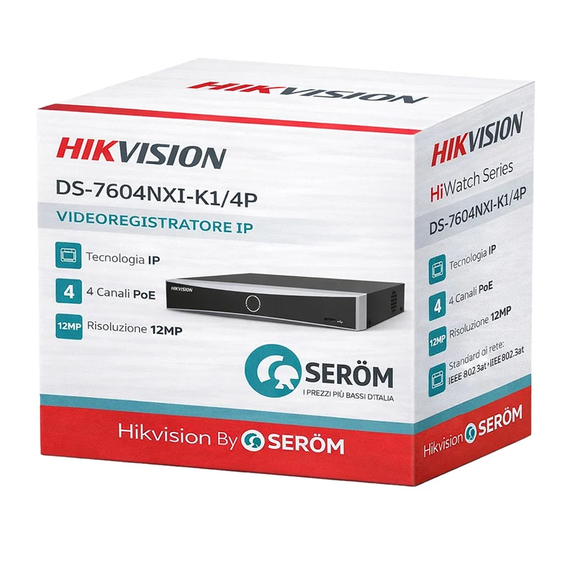 Hikvision Digital Technology DS-7604NXI-K1/4P Videoregistratore di rete (NVR) 1U Nero