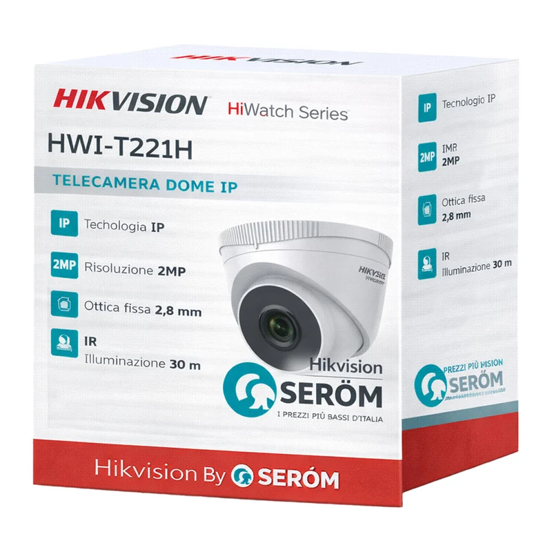 HWI-T221H(C) - telecamera IP da esterno dome ottica fissa 2.8mm IR 30m 2MP HiWatch - Hikvision